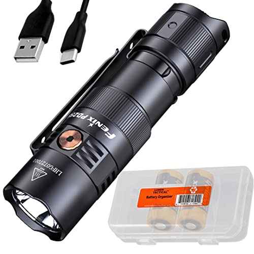 Fenix PD25R 800 Lumen USB-C Rechargeable EDC Flashlight with 2X ARB-L16 and LumenTac Organizer