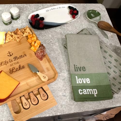 Pavilion Gift Company - Live Love Camp - Tea Towel Set of 2 Woodsy Outdoorsy Adventure Cabin Camping Camper Camp RV Tent