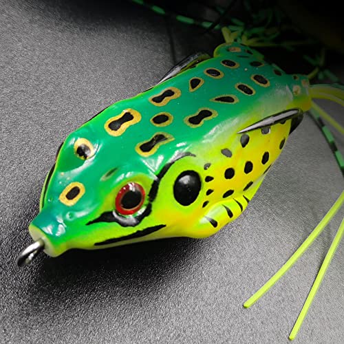 LENPABY 5pcs Frog Lure Ray Frog Topwater Fishing Crankbait Lures/Artificial Soft Bait 5.5CM 8G Soft Tube Bait,Especially f...