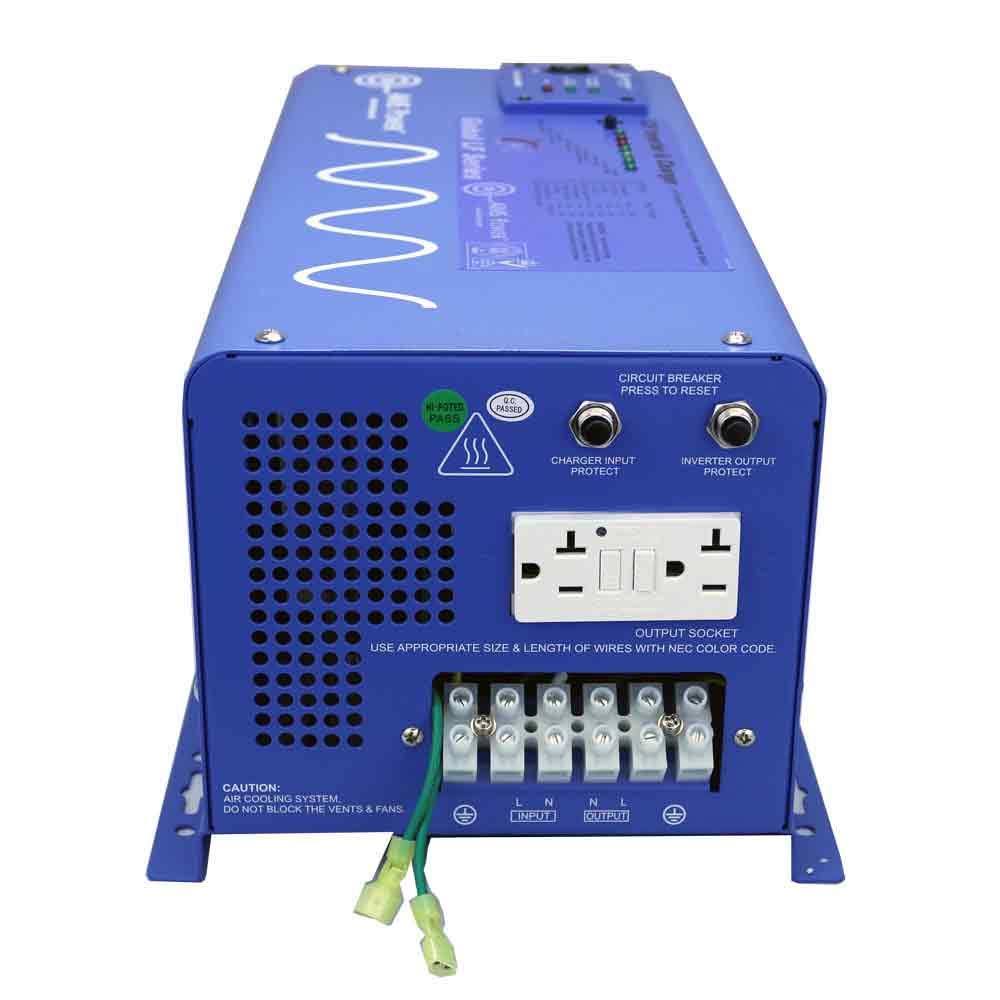 Aims Power 2000 Watt Pure Sine Inverter Charger 120 Vac Single Phase 48 Vdc, 6000W Surge For 20 Seconds -3X Surge Capability, Ba