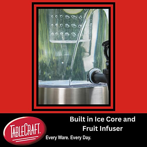 TableCraft N175 Cold Beverage Dispenser, 3.5 Gal, Stainless Steel & Tritan, 11¼" Dia x 23½", Includes Removable Infuser Tu...