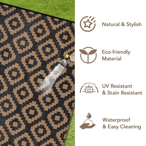 Garvee Waterproof Outdoor Rug 8x10, Outside Plastic Grass Mat for Camping, Modern Reversible Straw Rug Backyard Floor Mat ...