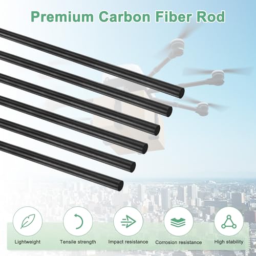 M METERXITY 10-Pack Carbon Fiber Rods, 300mm Length 0.5mm Dia Carbon Fiber Solid Matte Pole for RC Airplane/DIY Craft/Quad...
