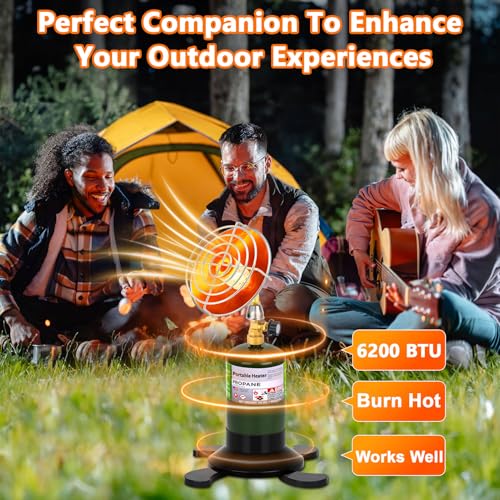 Portable Propane Heater for Camping Outdoor, Space Patio Garage Heater with Control Valve Cordless, Tent Heaters with Fold...