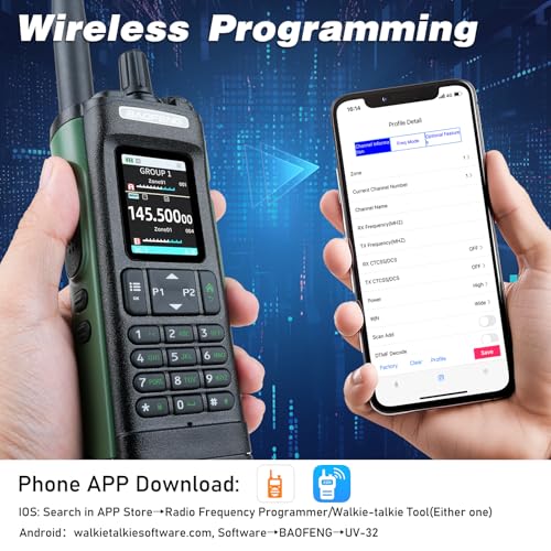 BAOFENG UV-32 GPS 10W Ham Radio Handheld Long Range Two Way Radio with APP Programming, NOAA Weather Receiver, and Copy Fr...