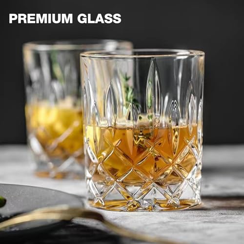 Qipecedm Drinking Glasses, 8 Piece Crystal Glass Cups, Mixed Glassware Set, 4 pcs Crystal Old Fashioned 11oz Highballs and...
