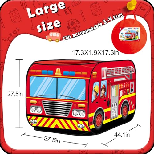 Britik Pop Up Play Tent for Kids Aged 3-5 Years Old Boys and Girls : Fire Truck Tent Playhouse Toy Play Tents for Toddlers...