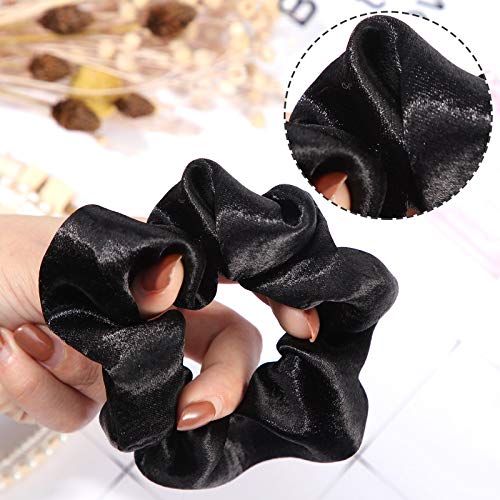 24 Pieces Satin Hair Scrunchies Silky Elastic Hair Bands Skinny Solid Hair Ties Ropes Ponytail Holder for Women Girls Hair Acces