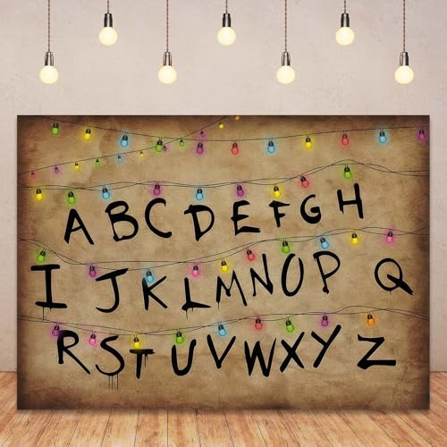 Colourful Light String Rustic Alphabet Backdrop for Halloween Birthday Party Decor Cake Table Banner Photo Booth Props Sup...