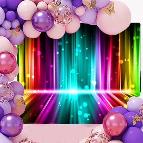 Withu Colorful Neon Lights Glow Party Backdrop Crazy Music Disco Dance Hip Hop Prom Birthday Party Supplies Banner Let's G...