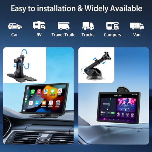 CarPlay Screen for Car, 9'' Wireless CarPlay & Android Auto - Smart Portable Touchscreen with Bluetooth/FM, Mirror Link, V...