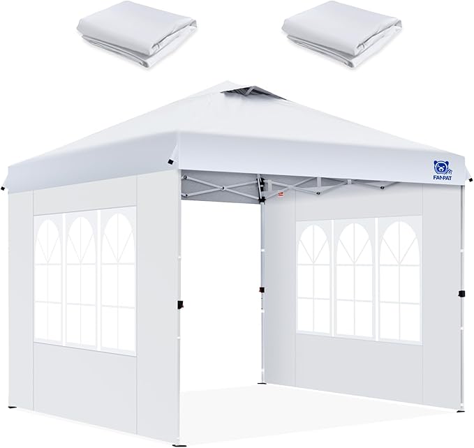 FANPAT 2Pcs Instant Canopy Sidewalls 10x10 with Church Window for Pop Up Canopy, White – Suitable for Outdoor Weddings, Pi...