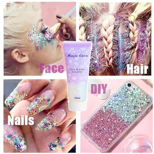 Body Glitter White & Silver & Pink 150ml Face Hair Self Adhesive Gel Accessories Cosmetic Glitter Long Lasting Chunky Sequ...
