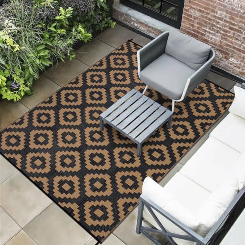 Garvee Waterproof Outdoor Rug 8x10, Outside Plastic Grass Mat for Camping, Modern Reversible Straw Rug Backyard Floor Mat ...
