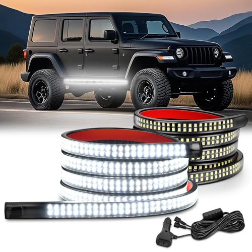 Nilight 2PCS 70 Inch Emergency Strobe Light Strip 1125 LED Running Board Lights White Flexible Side Flashing Warning Cauti...