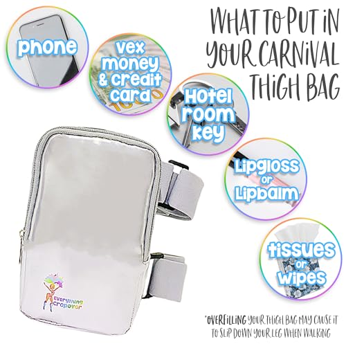 3-IN-1 Thigh Bag Fanny Pack Crossbody Bag | Carnival Leg Harness for Women | Holographic Waist Bag | Rave Leg Pack with Bu...