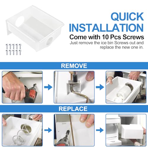 Upgraded W10670845 Refrigerator Ice Bucket Compatible with Whirlpool Ice Maker Replacement Parts WPW10670845 Removable Ice...