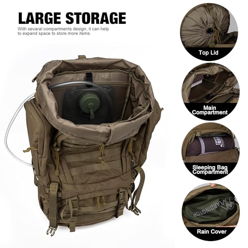 Mardingtop 60L Military Internal Frame Backpack for Hiking,Camping,Hunting,Rucksack Backpack with Rain Cover