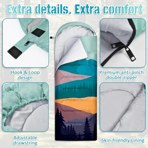 Sleeping Bags for Adults, 3 Seasons Warm & Cold Weather Waterproof Lightweight Backpacking Camping Sleeping Bag for Indoor...