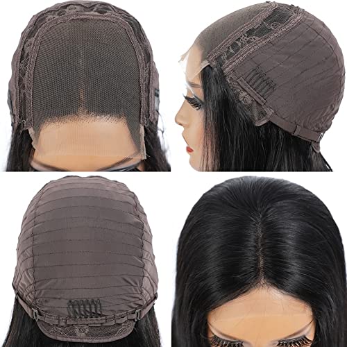 28Inch Straight 4x4 Lace Front Wigs for Black Women Glueless Human Hair Wear and Go Brazilian Virgin HD Transparent Lace Closure Wigs Pre Plucked with Baby Hair