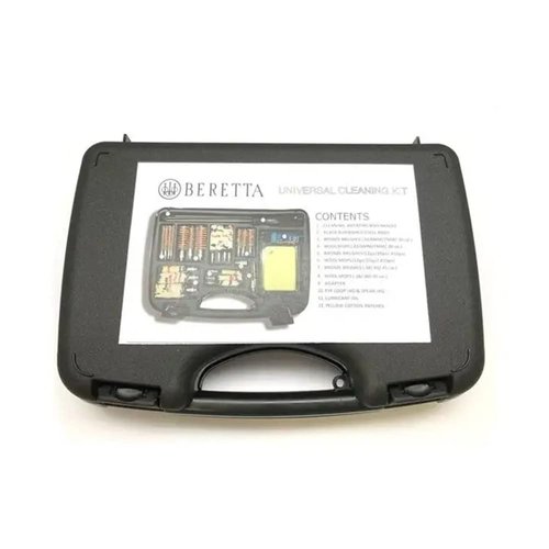 Beretta Universal Firearm Cleaning Kit, Black Case, for Shotguns, Pistols, Hunting Firearm, Includes Rotary Rod, Cleaning Oil, Cotton, Copper, Wool Brushes (E02851)