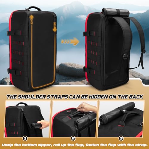 Smasrob 65L Tactical Duffle Bag Gym Bag with Backpack Straps, Wet Pocket and Detachable Dividers, Duffle Backpack for Trav...