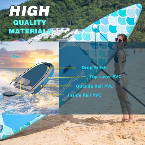 Inflatable Paddle Board,Extra Wide 10.6'/11' Stand Up Paddle Board with Sup Accessories,400lbs Capacity for Family with Sa...