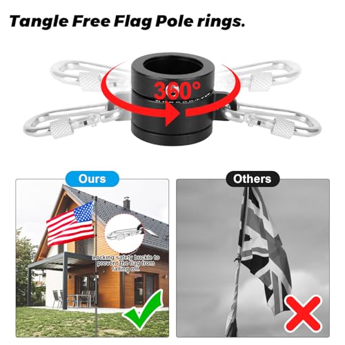 Msnaile 12 FT Carbon Fiber Flag Pole for Outside House in Ground, Flagpoles for Yard, Tangle Free Flag Pole Kit, Wind-Resi...