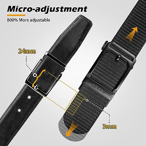 JUKMO Men's Ratchet Tactical Belt, 1.5" Nylon Web Work Belt with Automatic Slide Buckle, Adjustable Trim to Fit
