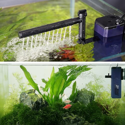 fishkeeper Aquarium Internal Filter,Adjustable Submersible Fish Tank Filter with 135GPH Water Flow, Ultra Quiet Biochemica...