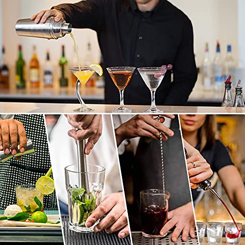 LIVEHITOP Cocktail Shaker Set, Stainless Steel Bartending Kit with 25 oz Martini Shaker, Jigger, Strainer, Mixing Spoon, M...