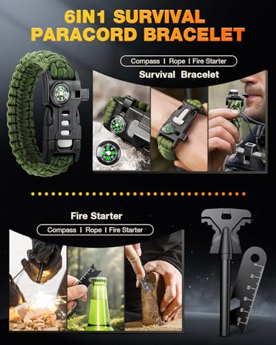 Gifts for Men-Christmas | 21-in-1 Survival Gear & Camping Accessories | Fishing & Hunting Equipment | Unique Birthday Gift...