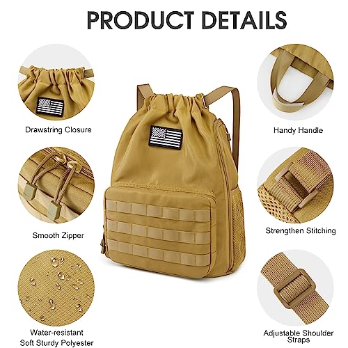 G4Free Drawstring Backpack Gym Backpack Soccer Basketball Bag with Shoes Compartment Tactical Water-Resistant String Sport...