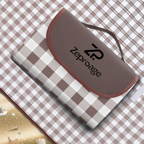 Zeproage Waterproof Picnic Blankets, 60" x 80" Picnic Mat Outdoor Portable Travel Camping Coffee