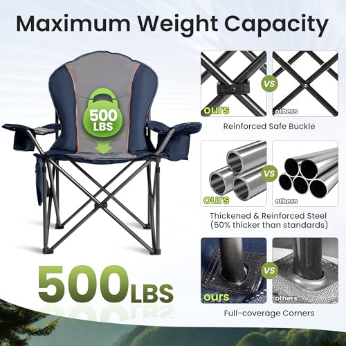 Foristrail Oversized Camping Chair Heavy Duty- Portable Folding Chair, Cup Holder & Waterproof Phone Case for Adults, Beac...