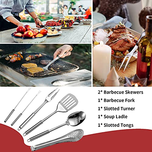 Portable Camping Kitchen Utensil Set-27 Piece Cookware Kit, Stainless Steel Outdoor Cooking and Grilling Utensil Organizer...