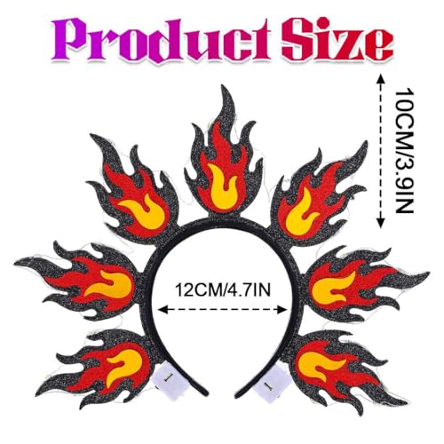 Kilshye Light Up Fire Headband Red Flame Headpiece Halloween Costume Hair Accessories for Women