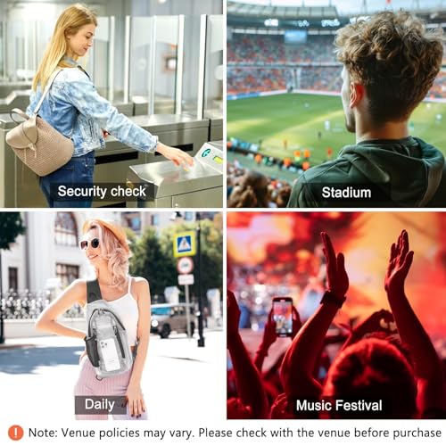 TITECOUGO Clear Sling Bag, Switchable Right or Left Strap, Transparent Mesh – Stadium Approved (Check Venue Policy)