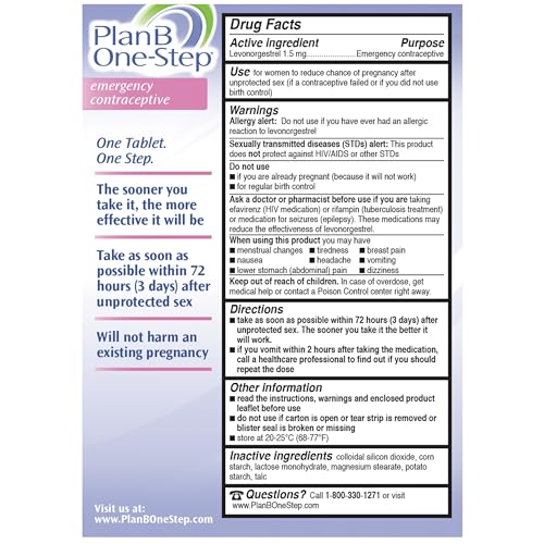 Plan B One-Step Emergency Contraceptive, 1.5 Mg (1 Tablet)