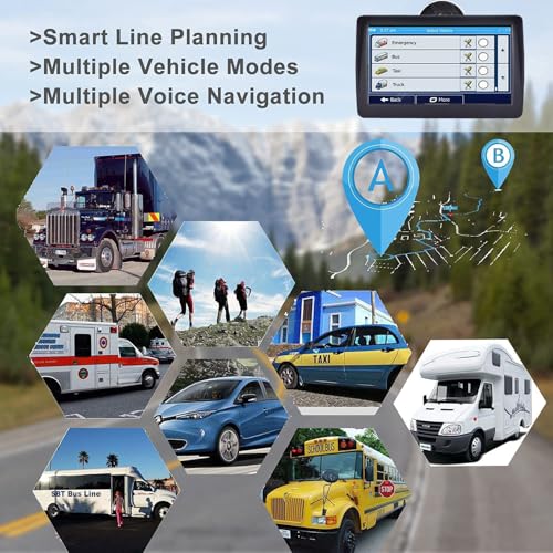 GPS Navigation for Car Truck Navigator 2025 Latest Maps 7 Inch Touch Screen Vehicle GPS Commercial Trucker Navigation Voic...