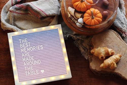 Letter Board THE ORIGINAL Gradient Felt Board with Stand, Built-in LED Lights 10x10 -Menu Board + Wood Frame, 340 Letters,...
