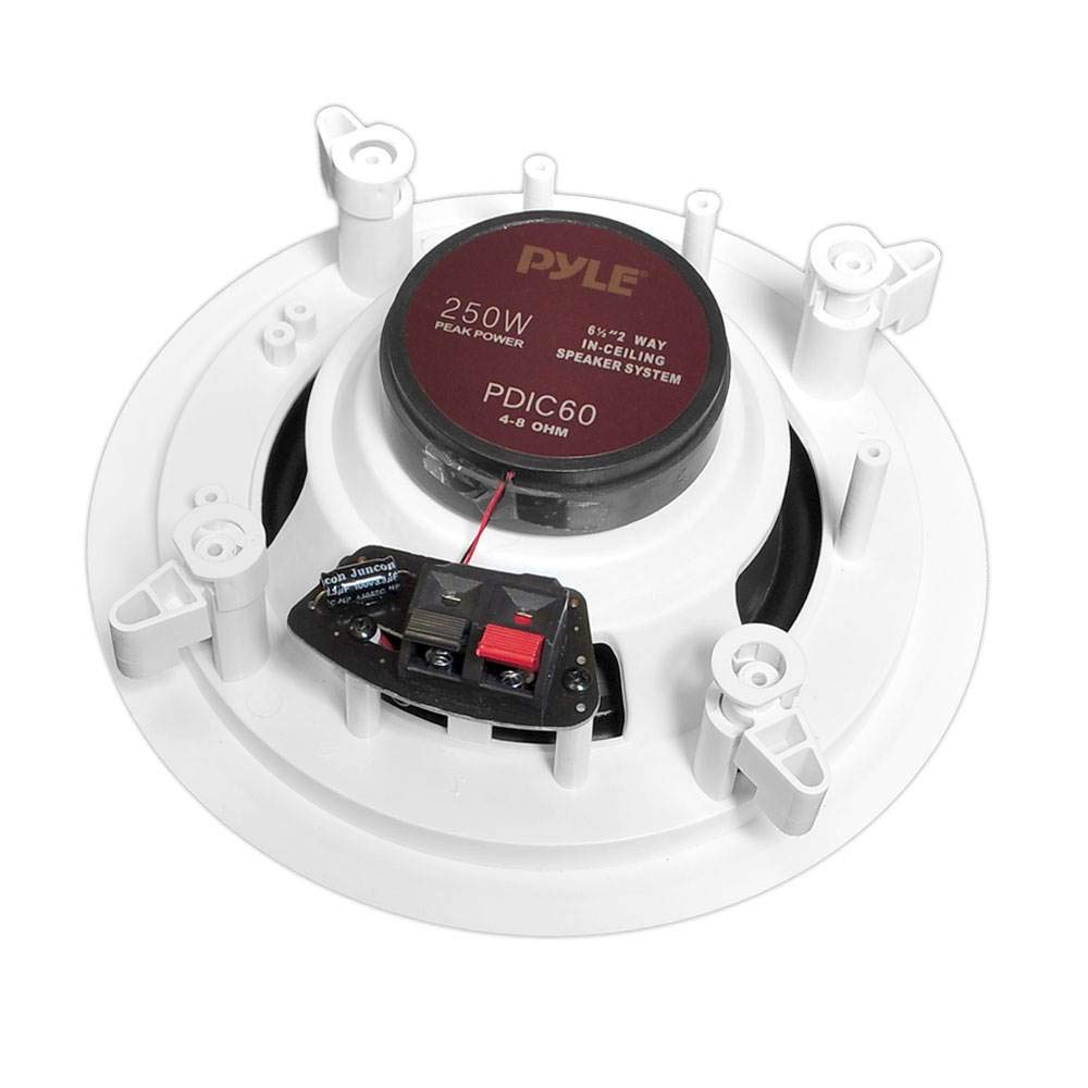 Pyle 6.5 In-Wall/In-Ceiling Midbass Speakers (Pair) - 2-Way Woofer Speaker System Directable 1    Titanium Dome Tweeter Flush