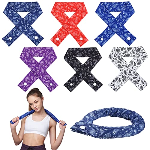 Xuhal 6 Pieces Cooling Neck Wraps Cooling Bandana Neck Cooler Ice Cooler Scarf for Women Summer Outdoor Sport Activity