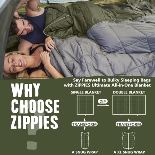 ZIPPIES 3M Thinsulate Insulation Puffy Camping Blanket for Cold Weather, Queen Size Warm Camping Quilt with Zipper, Waterp...
