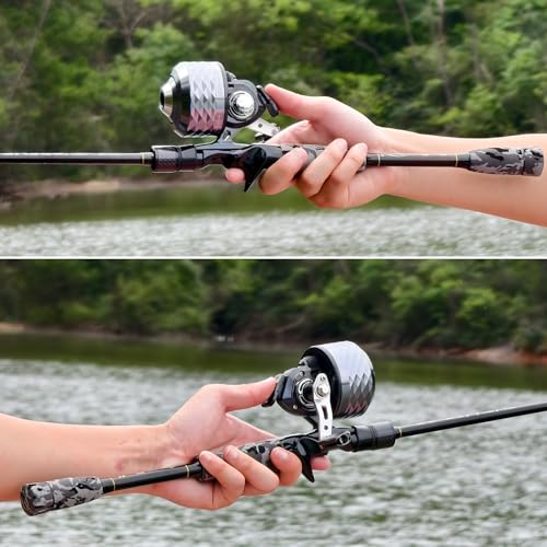 Sougayilang Spincast Reel and 2-Piece Fishing Rod Combo, Durable Fishing Rod with EVA Handle, Anti-Reverse Reel with Pre-S...