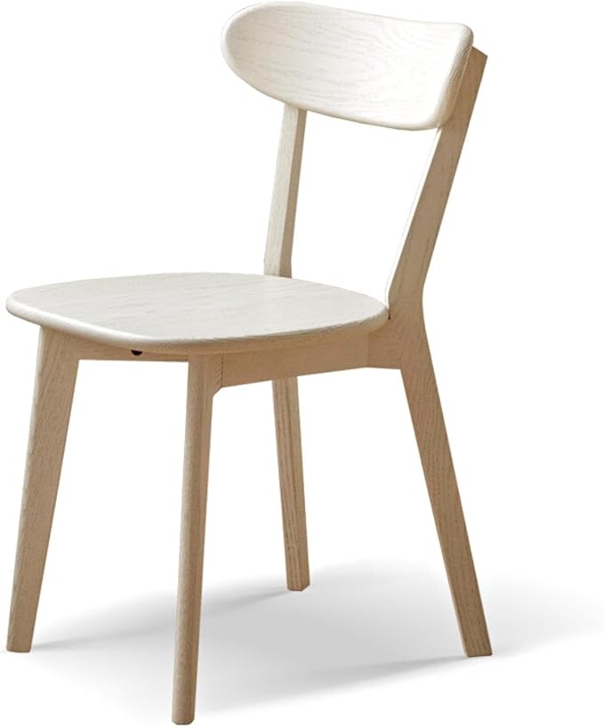 Grewood 100% Solid Oak Wood Dining Chairs,Mid Century Modern Dining Chairs with Rounded Backrest,Kitchen,Dining Room Chairs Set of 1/2/4 (1, White Color)
