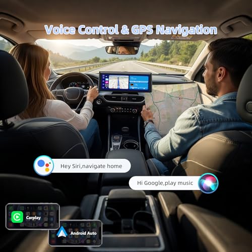 8.1" Wireless Carplay Screen for Car with 2K DVR & 1080P Backup Camera, Portable Touchscreen Car Stereo with Carplay & And...