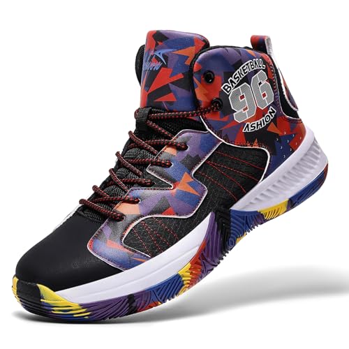 ASHION Mens Basketball Shoes High Top Streetball Lightweight Outdoor Sneakers Cushioning Shoes for Team Sports Athletic