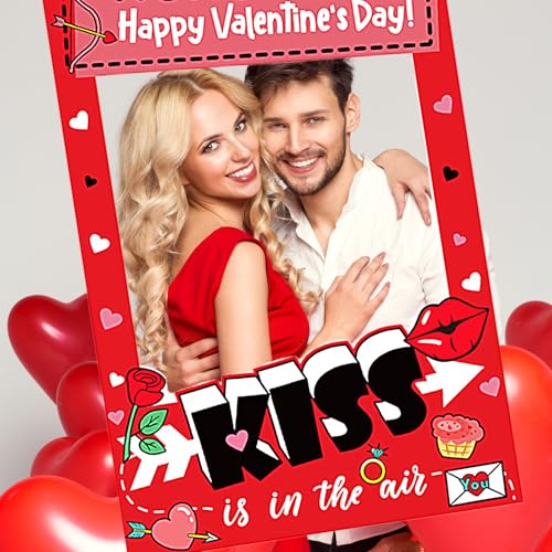 GARBODIY 21PCS Valentine's Day Party Photo Booth Props Kit - Funny Couple Handheld Frame & Selfie Decorations for Romantic...