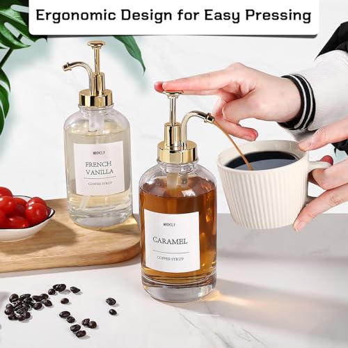 MHDCLY Coffee Bar Accessories, Coffee Syrup Dispenser - 4pack,16.9oz Syrup Dispenser with Labels,Syrup Pump Dispenser for ...